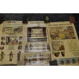 A collection of vintage posters with re enforced backs and eyelets at corners,possibly school or