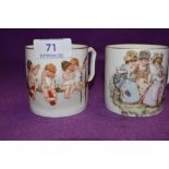 Two late 19th century childrens cups in the Meissen style bearing KPM with Berlin sceptre to