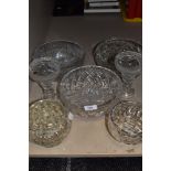 A mixed lot of glass including rose bowls, fruit bowls and more.