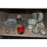 An assortment of items including vintage cups and saucers including delicate oriental hand painted