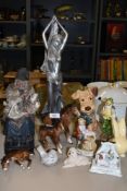 A collection of mixed figurines and ornaments, including Sylvac and Beswick, some damage to two