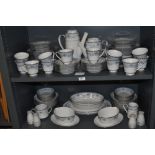 A large amount of Noritake blue hill dinner service including tea and coffee pots, serving dishes,