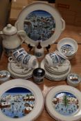 A collection of Villeroy and Boch table ware including plates,cups and saucers and more, all