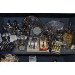 A mixed collection of flat ware and table ware including teapots,jugs, condiment dish, boxed