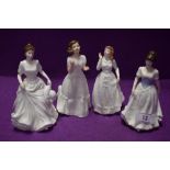 Four Royal Doulton figurines, Harmony HN4096, Melody HN4117, Welcome HN3764 and Joy HN3875.