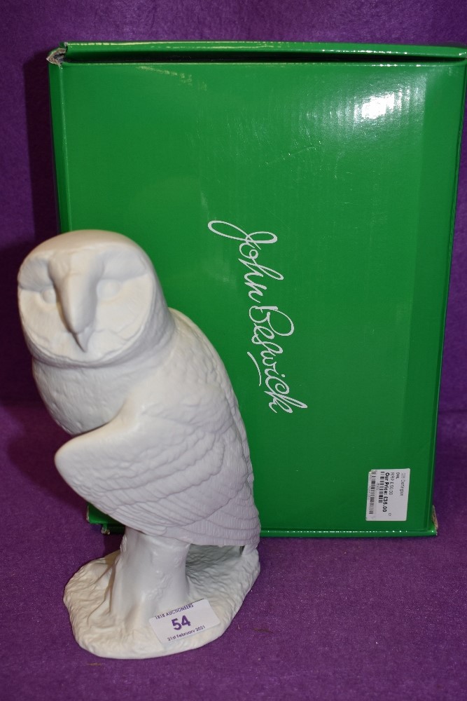 A Modern Beswick barn owl in matte white finish with box.