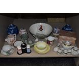 A mixed lot of vintage ceramics and similar including childrens tea set, Home pride advertising