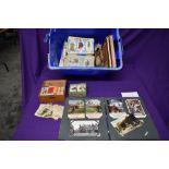 A collection of Cigarette Cards, Post Cards, Stamps & Covers, in albums and loose and a poster for