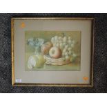 A watercolour, still life, attributed verso, dated 1890, 23 x 33cm, framed and glazed