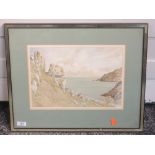 A watercolour, JSC, coastal landscape, indistinctly signed, 24 x 34cm, framed and glazed