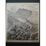 A pen and ink sketch, Alfred Wainwright, Great Carrs, signed, 20 x 16cm