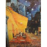 A print, after Van Gogh, Cafe Terrace, Place Du Forum, 79 x 59cm, framed and glazed