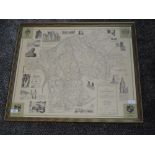 A print map, after Alfred Wainwright, The County of Westmorland, 1974, 3rd Ed, 53 x 60cm, framed and