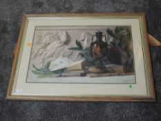 A watercolour, S Hampson, still life, indistinctly signed, 42 x 66cm, framed and glazed