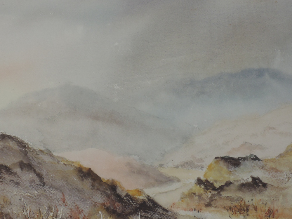 A watercolour, R J Newstead, Autumn in Dunnerdale, signed, attributed verso, 31 x 49cm, framed and - Image 2 of 2