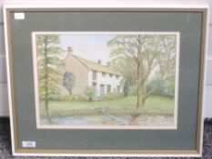 A watercolour, Edward Jackson, country cottage, 26 x 35cm, framed and glazed