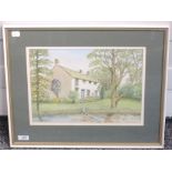 A watercolour, Edward Jackson, country cottage, 26 x 35cm, framed and glazed