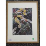 A Ltd Ed print, after Jo Whiteland, Hornbills, num 18/200, indistinctly signed, 29 x 20cm, framed