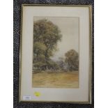 A watercolour, ARP, country landscape, framed and glazed, indistinctly signed, 33 x 20cm, framed and
