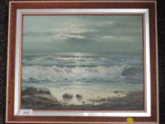 An oil painting, BK, seascape, indistinctly signed, 26 x 34cm, framed