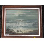 An oil painting, BK, seascape, indistinctly signed, 26 x 34cm, framed