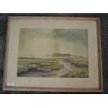 A watercolour, Rampling, Morecambe Bay estuary, signed, 29 x 40cm, framed and glazed