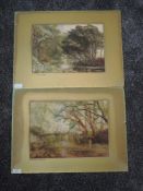 A near pair of watercolours, A Lawton, On The Wyre at Wryeside, signed and dated 1915,26 x 36cm, and