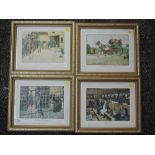 A set of four re prints, after Cecil Aldin, Dickensian studies, 14 x 20cm, framed and glazed