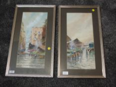 A pair of watercolours, De Fulvis, ( Fulvio Tessitore) (Eastern markets, indistinctly signed