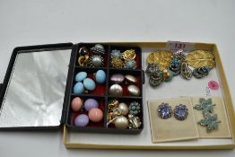 A small selection of vintage clip and stud fashion earrings including vintage styles in an