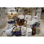 A selection of jugs and a Portmeirion vase.