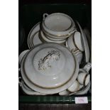 A box of vintage ceramics including tureens, egg cups, plates and more.AF