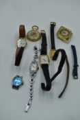 A small selection of costume jewellery wrist and pendant watches including Lucerne, Timex etc