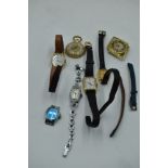 A small selection of costume jewellery wrist and pendant watches including Lucerne, Timex etc