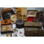 a box of jewellery boxes and cases of various forms