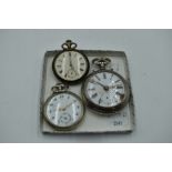 Three top wound vintage pocket watches in base metal and white metal cases