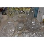 A selection of vintage glass including tazzas,bowls,jugs,ashtrays and more.