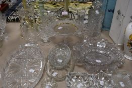 A selection of vintage glass including tazzas,bowls,jugs,ashtrays and more.