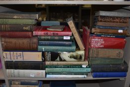 A shelf full of predominantly vintage book including cookery, animal and history interest.