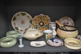 A selection of ceramics including Royal Staffordshire lustre plate