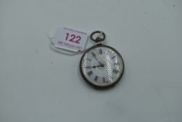 A continental silver key wound pocket watch of small form having Roman numeral dial to white