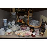 A mixture of vintage and modern ceramics and similar including plates, cups and saucers, a small