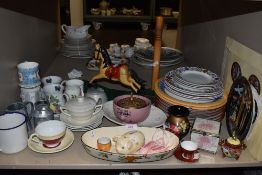 A mixture of vintage and modern ceramics and similar including plates, cups and saucers, a small