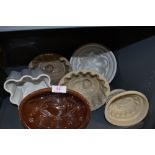 A selection of ceramic and earthen ware jelly moulds all in good condition