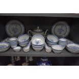 A partial Chinese dinner service having blue and white pattern, around forty six items.