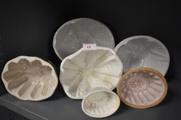 A collection of six vintage ceramic jelly moulds.