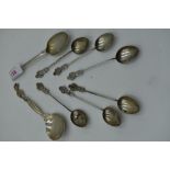 A Victorian HM silver teaspoon and a small selection of white metal spoons including Middle