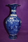 A large blue and white Wedgwood vases having ship and harbour design, impressed M Wedgwood 3SR to