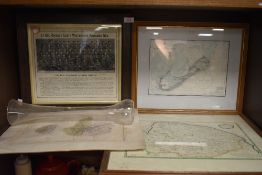 Three vintage maps, of Bury St Edmunds,Bermuda and Norfolk interest also a framed photograph of