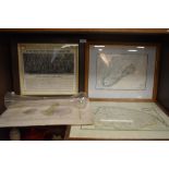 Three vintage maps, of Bury St Edmunds,Bermuda and Norfolk interest also a framed photograph of